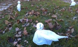 ghosts on lawn
