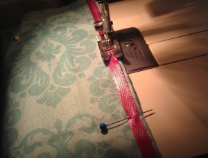 sewing on ribbon